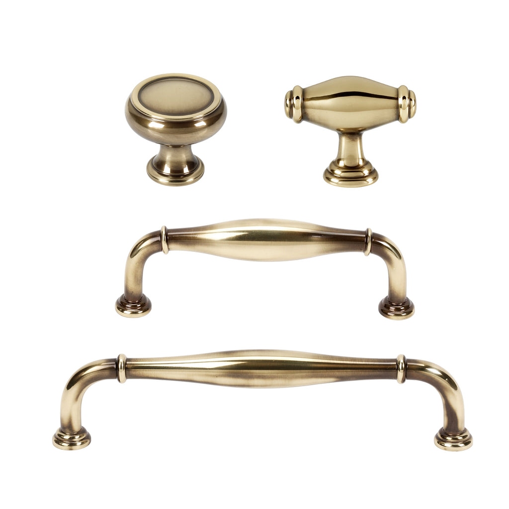 Old Brass "Perry" Cabinet Knobs and Drawer Pulls - Industry Hardware