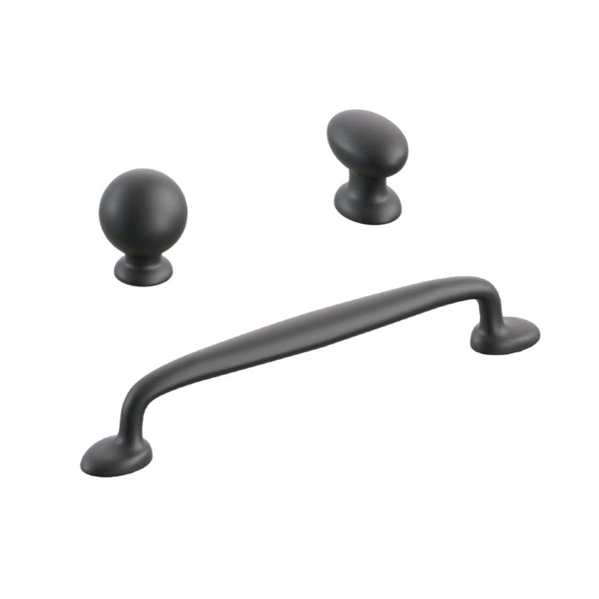 Matte Black Cabinet Hardware "Estate" Cabinet Knobs and Pulls - Forge Hardware Studio