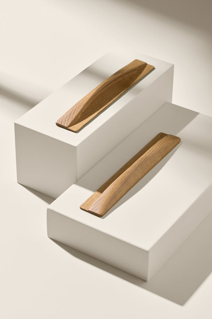 Oak Wood Cup "Taurus" Lacquered Drawer Pulls - Forge Hardware Studio