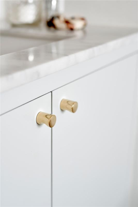 Unlacquered Brass "Lounge" Cabinet Knob and Wire Drawer Pulls - Forge Hardware Studio