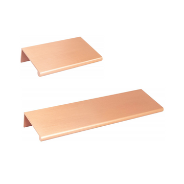 Long Curve Brushed Copper Cabinet Drawer Pulls and Closet