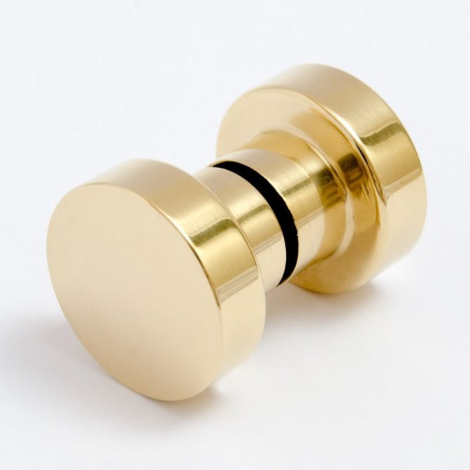 Glass Shower Spot Round Polished Brass Back to Back Door Knob