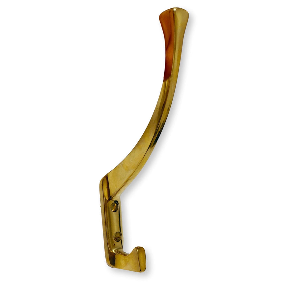 Unlacquered Polished Brass Zen Wall Coat and Hat Hook – Forge