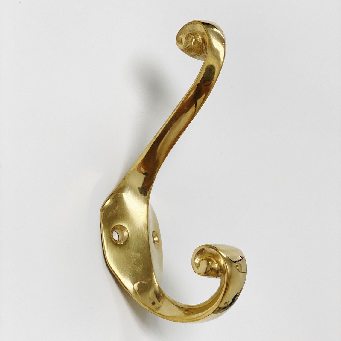 Polished Unlacquered Brass Double Wall Hook – Forge Hardware Studio