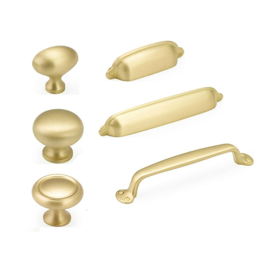 Solid Brass Kitchen Cupboard Handles and Knobs Polished Brass Cup Pulls  Handles Gold Cabinet Door Pulls