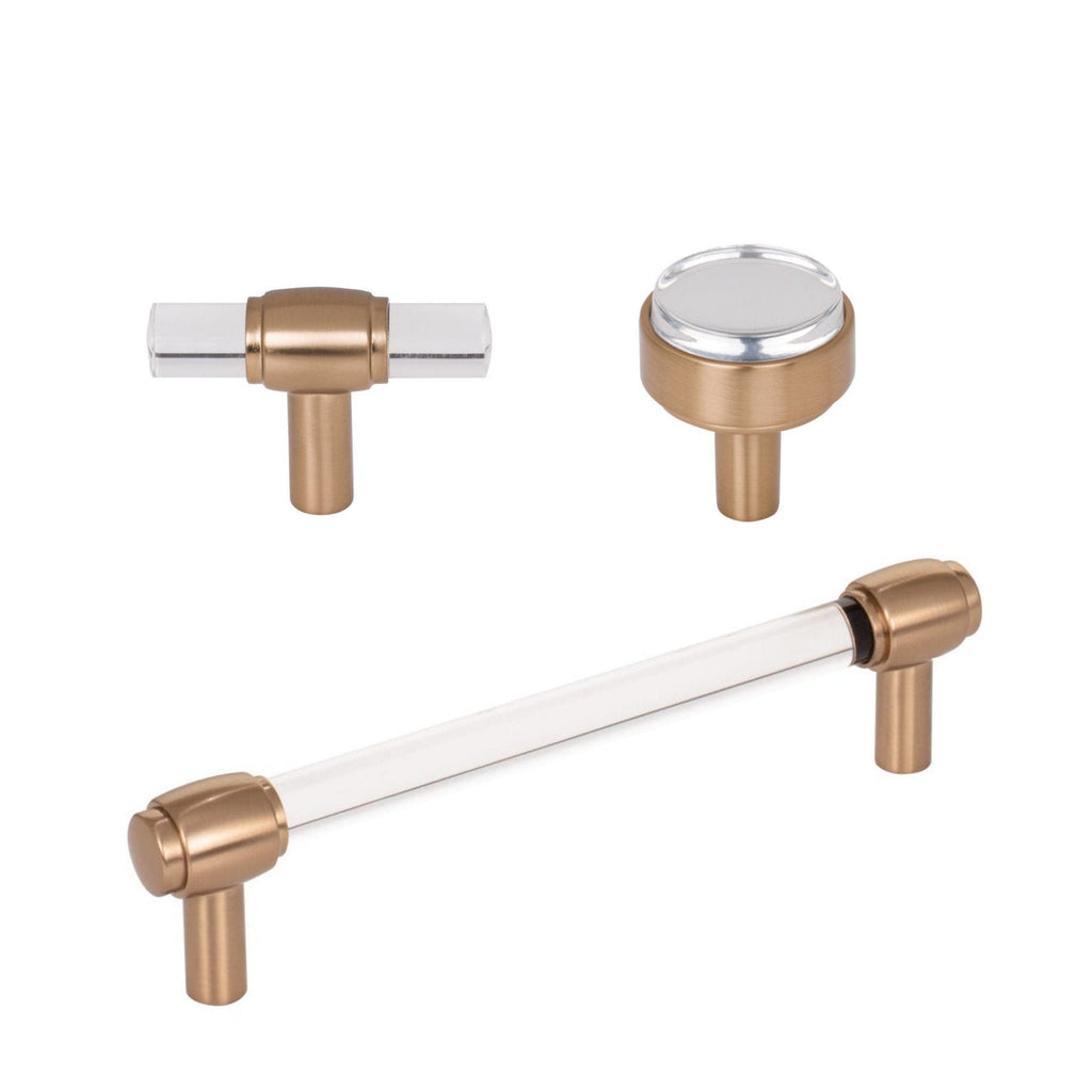 Nash Lucite Champagne Bronze Drawer Pulls and Cabinet Knobs - Forge Hardware Studio