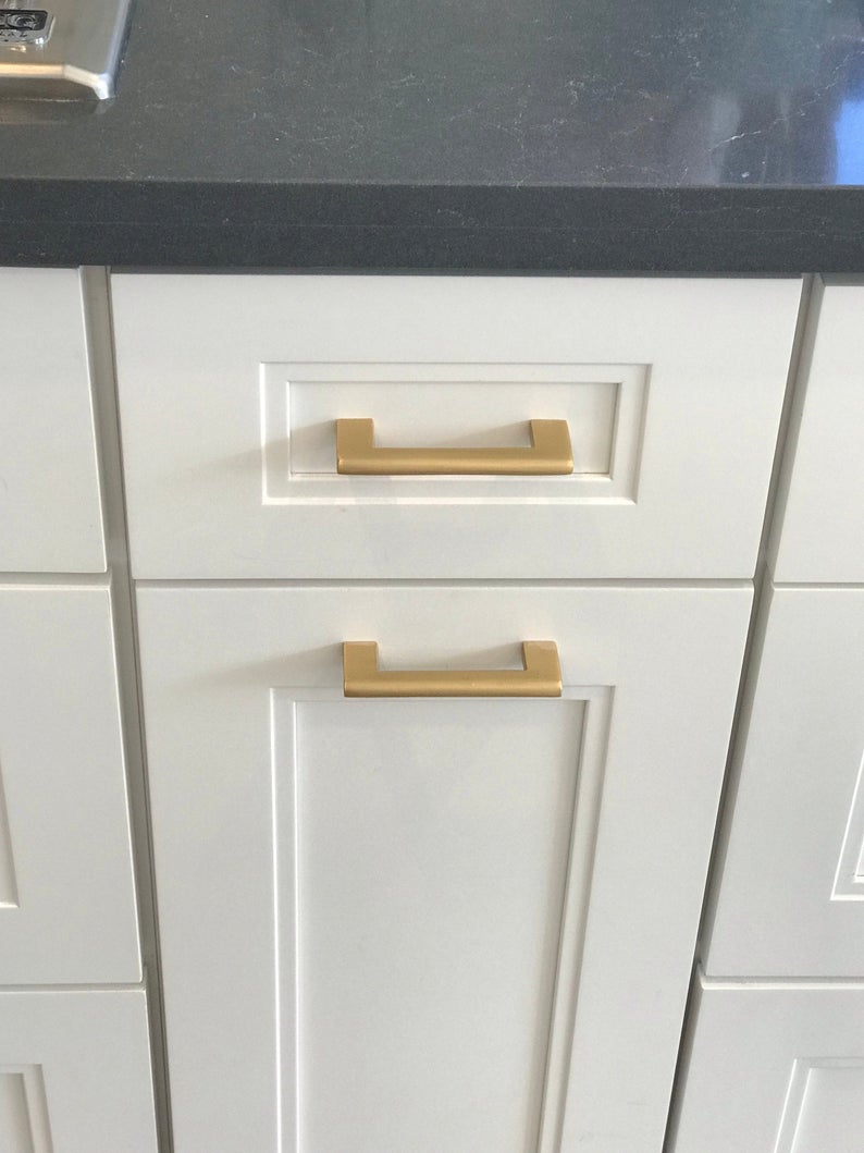 Satin Brass Luxe Drawer Pulls and Cabinet Knobs