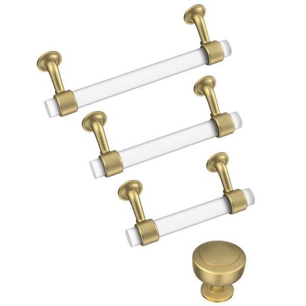 Brass Solid Texture Knurled Drawer Pulls and Knobs in Satin Brass