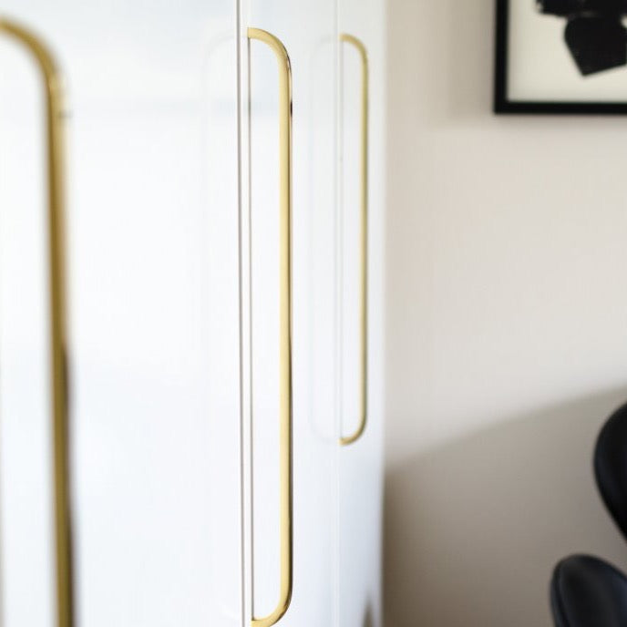 Unlacquered Brass Brushed Handles With Round Backplate / Solid